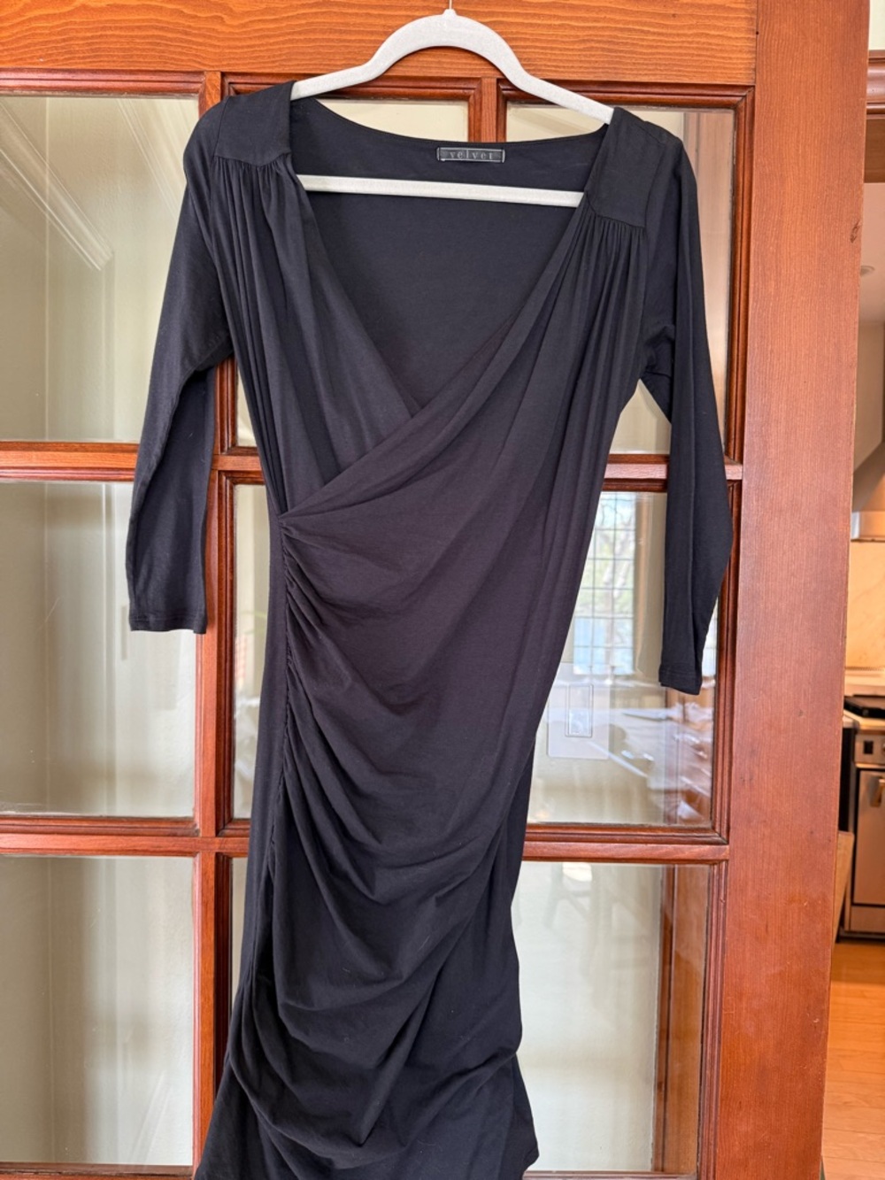 Velvet Brand Women’s Black Ruched Midi Dress Size Small